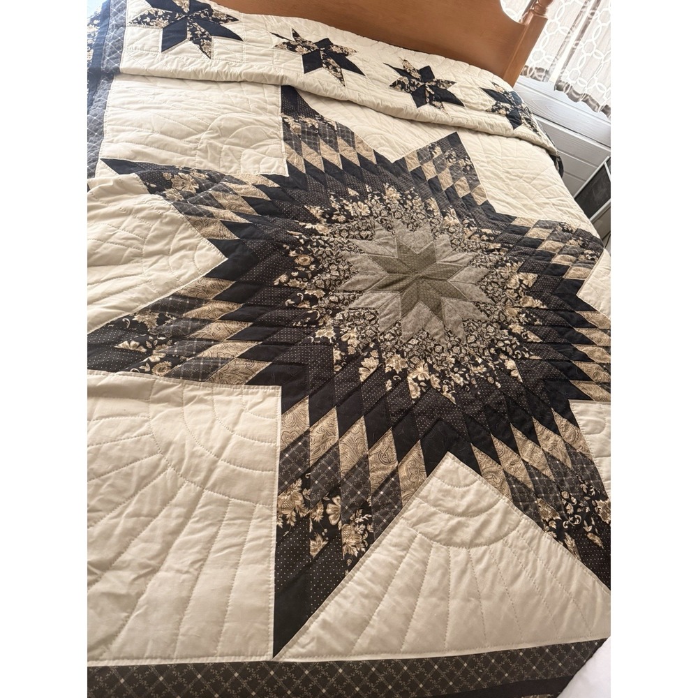 BRAND NEW AMISH‎ HANDMADE QUILT! ~ Improved Lone Star ~ 99 x 112 Beautiful